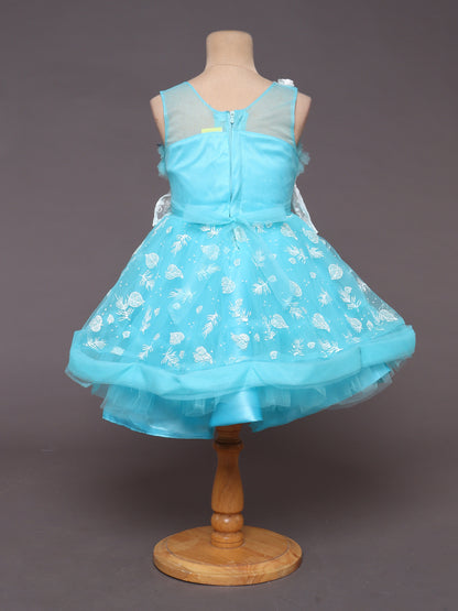 The Magic Wand Sleeveless Knee Length Embellished Party Frock - Navy Blue
