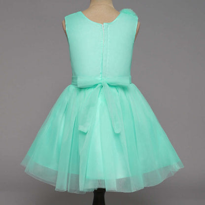Sleeveless Flower Emebelished Party Dress Blue