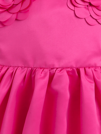 The Magic Wand Sleeveless Flower Appliqued Party Dress - Fuchsia