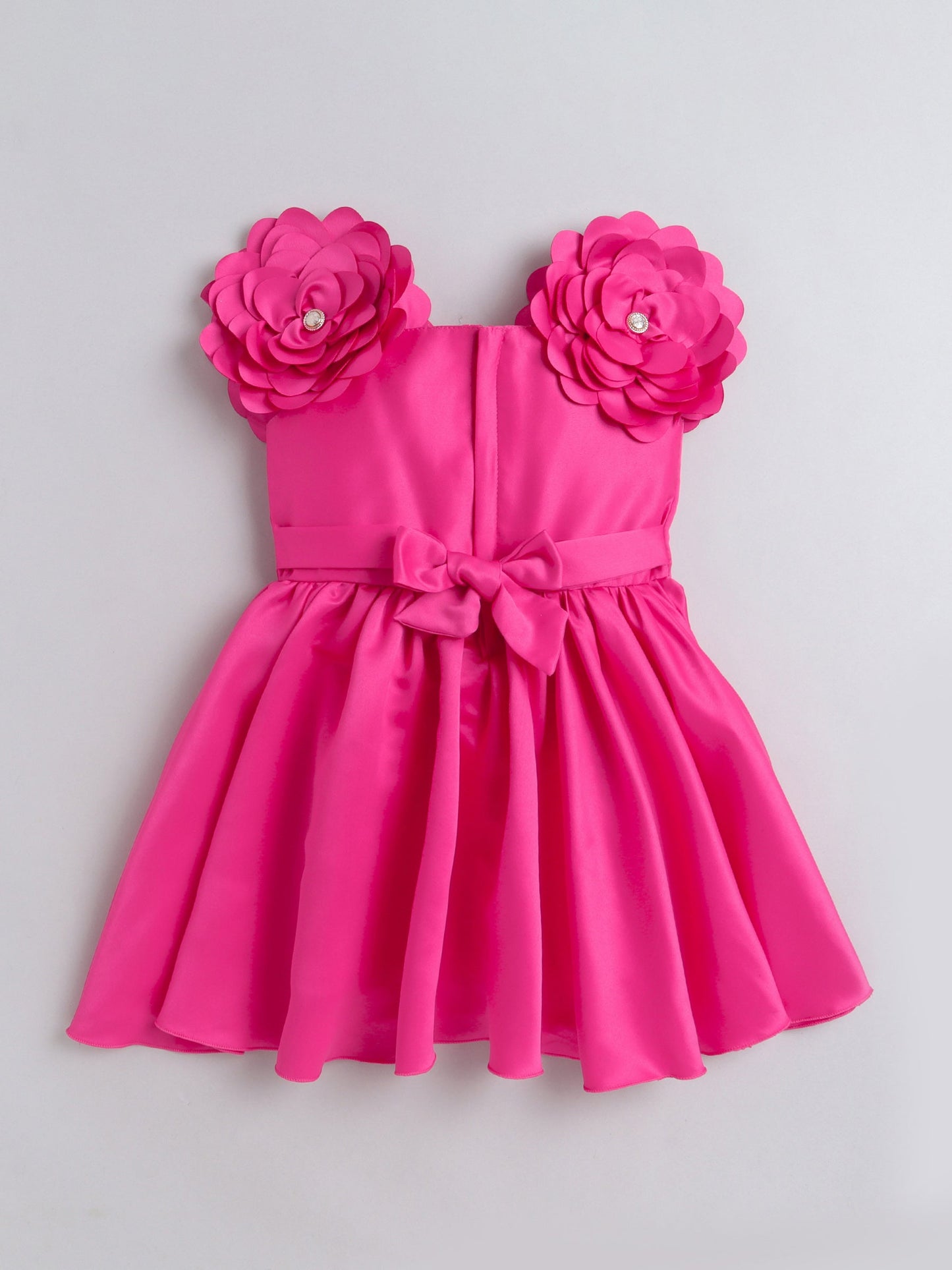 The Magic Wand Sleeveless Flower Appliqued Party Dress - Fuchsia