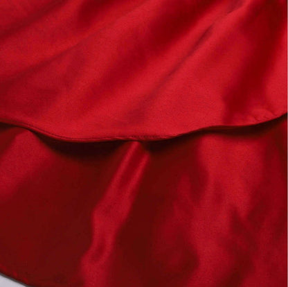 Bow Embelished Cap Sleeves Girls Long Gown Dress - Red