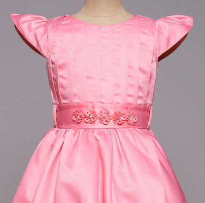 Cap Sleeves Floral Stone Belt Embellished Fit & Flare Overlapped Gown - Peach