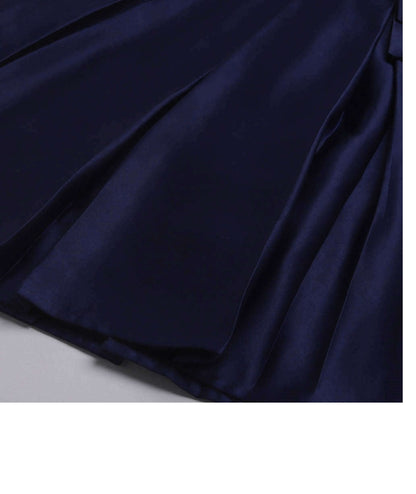 Bow Embelished Cap Sleeves Long Gown Dress For Girls-Navy