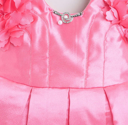 Flower Embelished Cap Sleeves Dress Pink