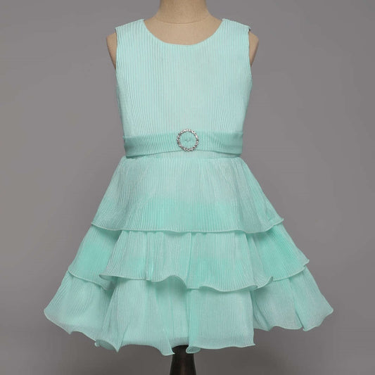 Sleeveless Tiered Party Dress - Blue