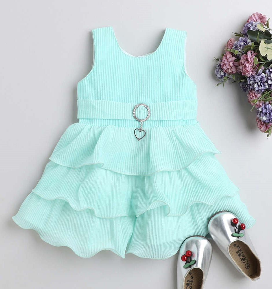 Sleeveless Tiered Party Dress - Blue