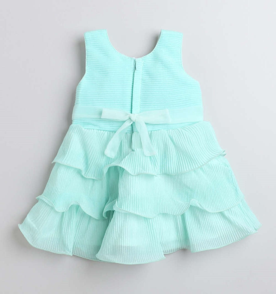 Sleeveless Tiered Party Dress - Blue