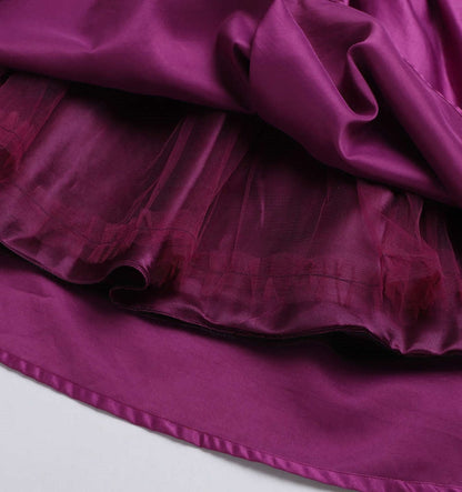 Bow Embelished Cap Sleeves Long Gown Dress For Girls-Magenta