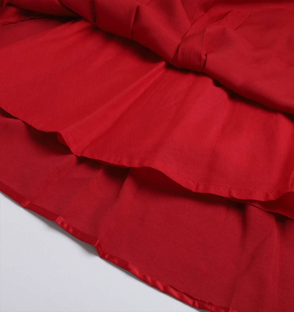 Bow Embellished Cap Sleeves Long Gown Dress For Girls - Red