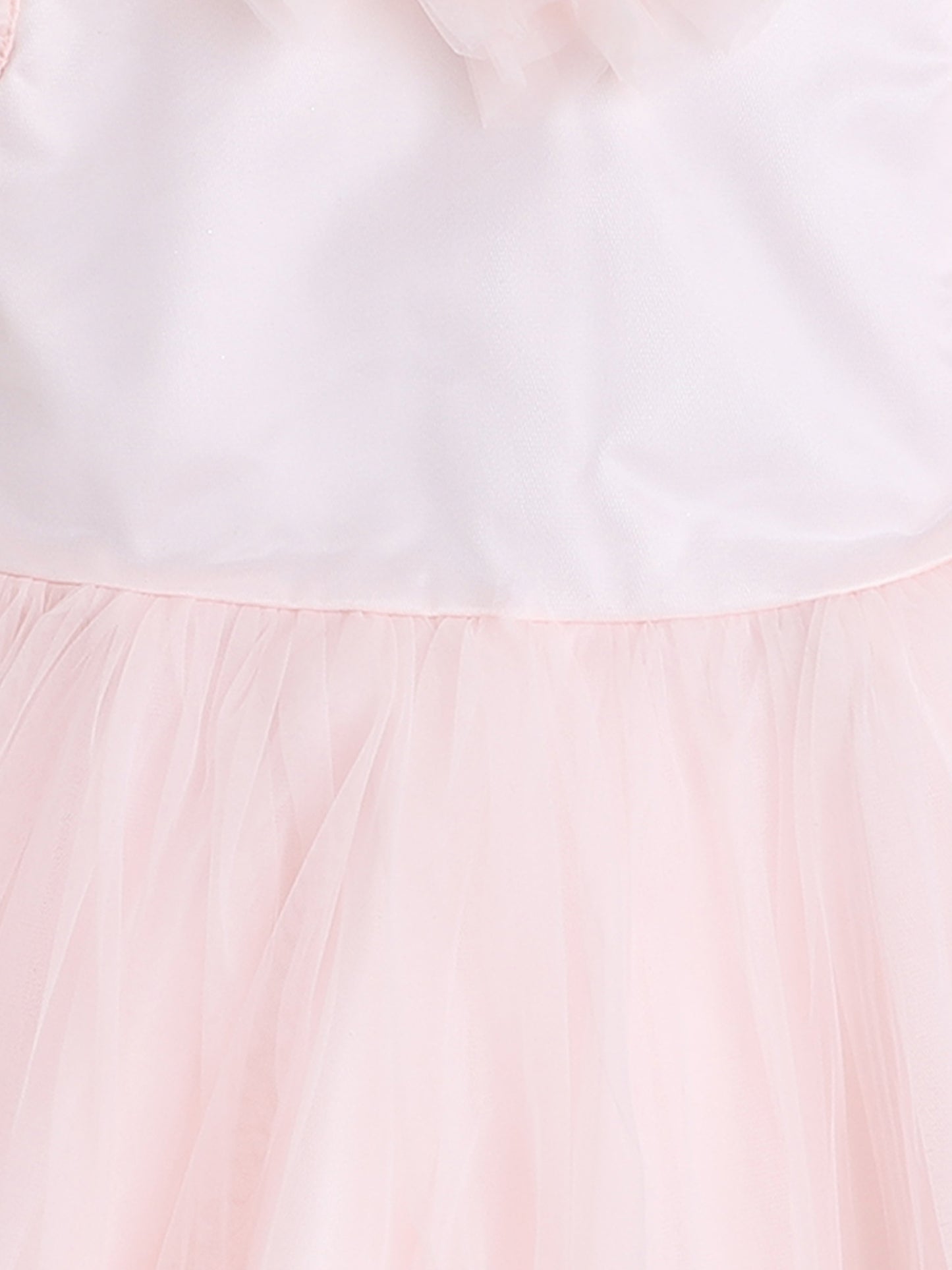 Ruffle Detailed Fit & Flare Short Sleeves Party Dress For Girls - Peach