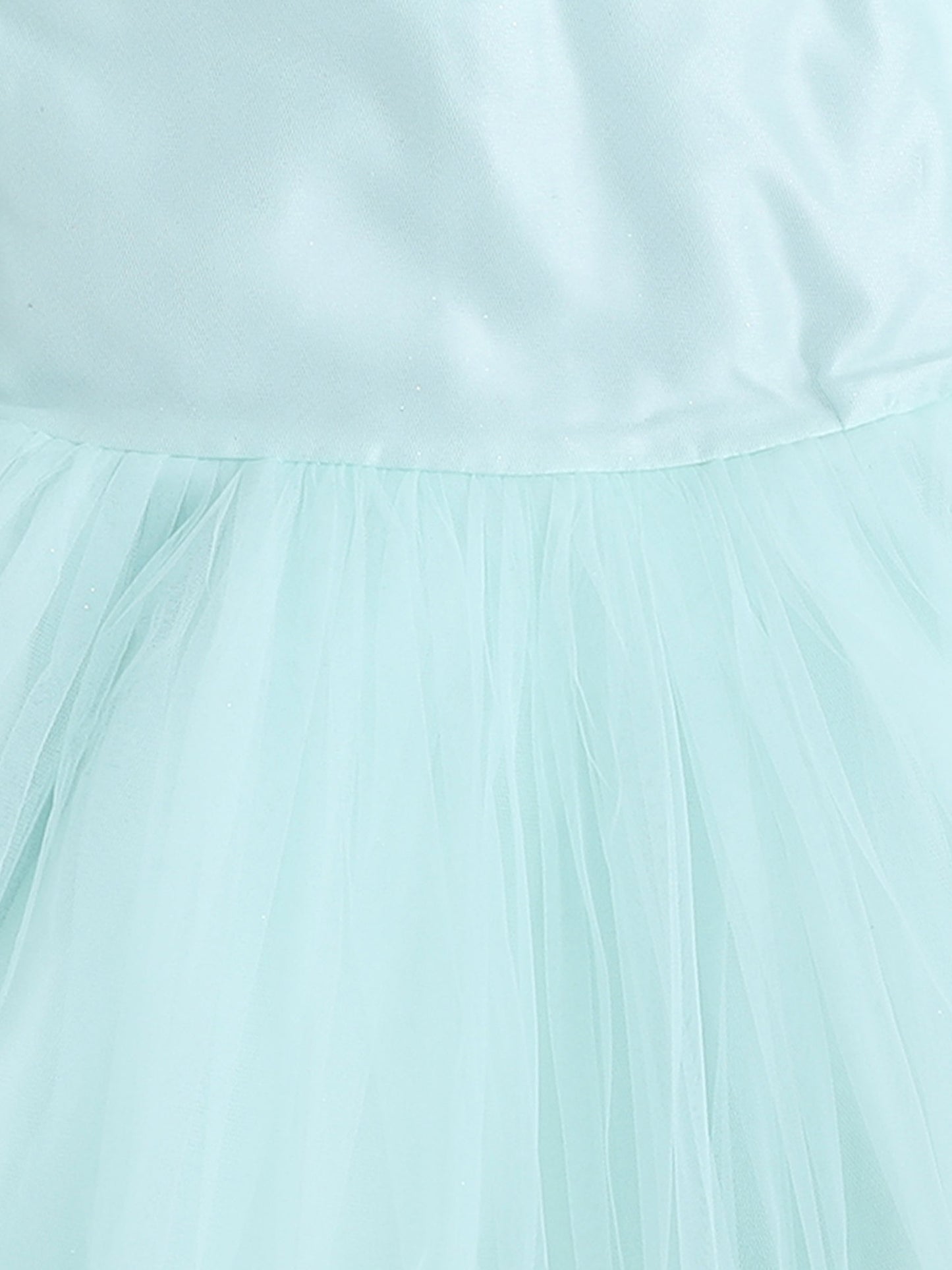 Ruffle Detailed Fit & Flare Short Sleeves Party Dress For Girls-Green