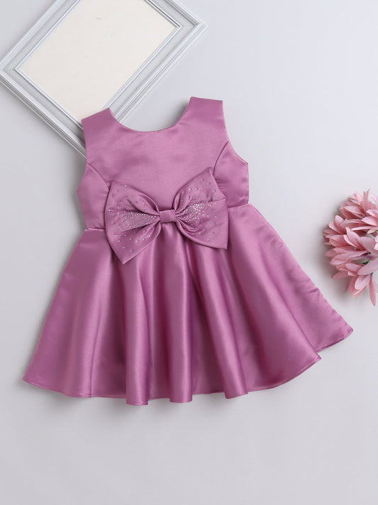 Sleeveless Bow & Stone Embellished Fit & Flared Dress - Onion Pink