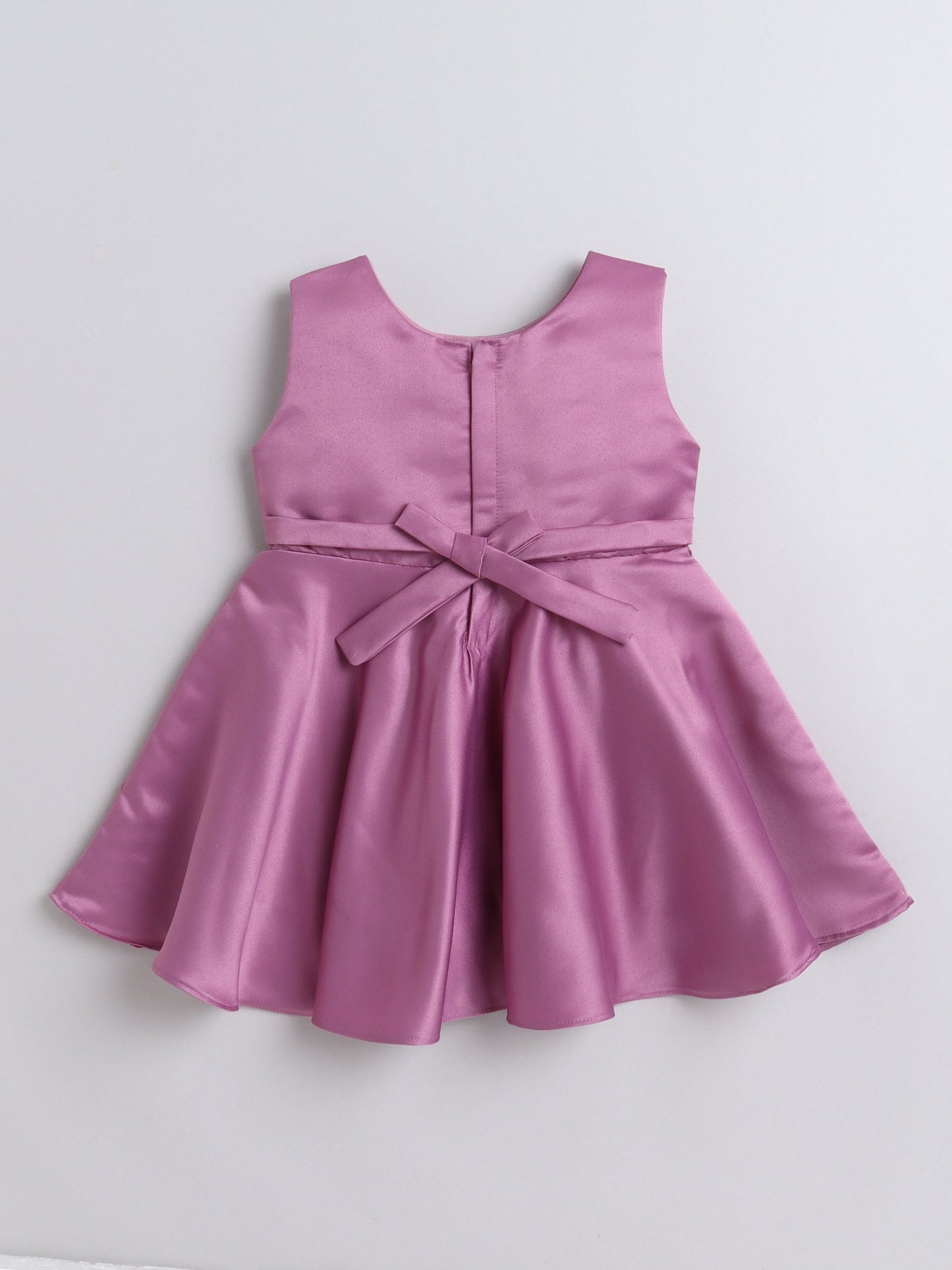 Sleeveless Bow & Stone Embellished Fit & Flared Dress - Onion Pink
