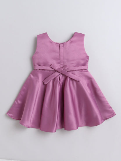Sleeveless Bow & Stone Embellished Fit & Flared Dress - Onion Pink