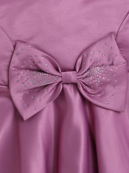 Sleeveless Bow & Stone Embellished Fit & Flared Dress - Onion Pink