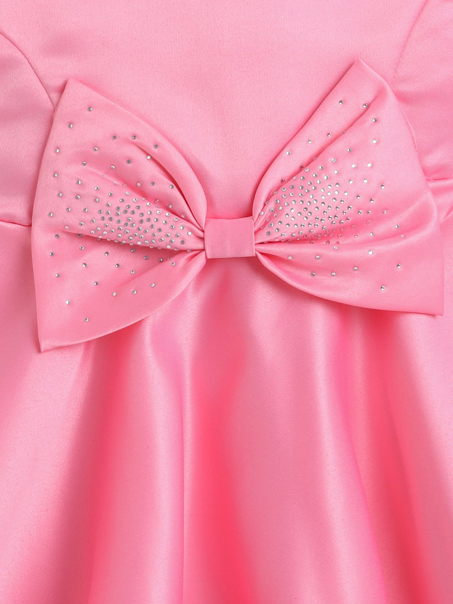 Sleeveless Bow & Stone Embellished Fit & Flared Dress - Peach