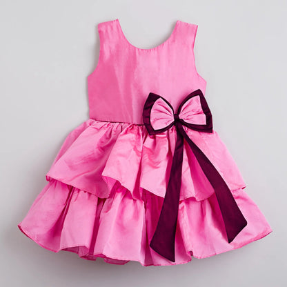 The Magic Wand Soild Sleeves Fit & Flare Dress - Purple