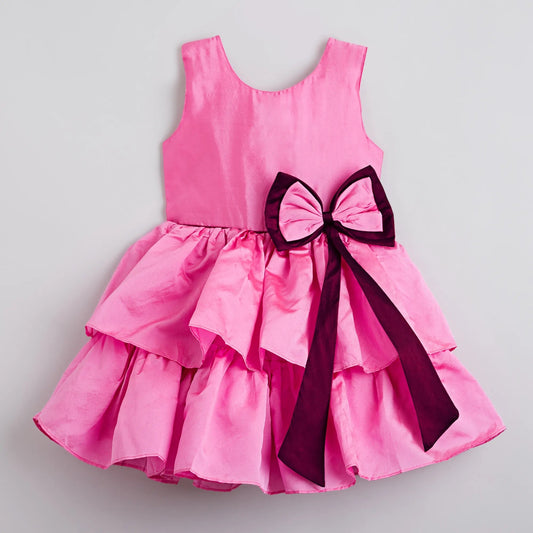 The Magic Wand Soild Sleeves Fit & Flare Dress - Purple