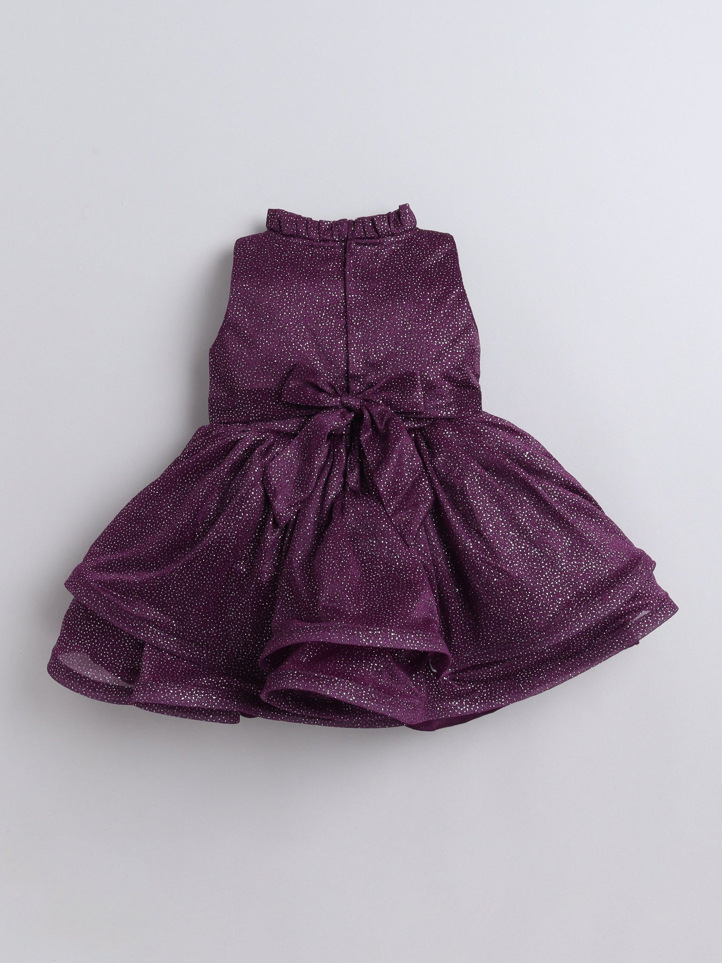 Sleeveless Shimmer Detailed Fit & Flare Party Dress With Corsage - Magenta