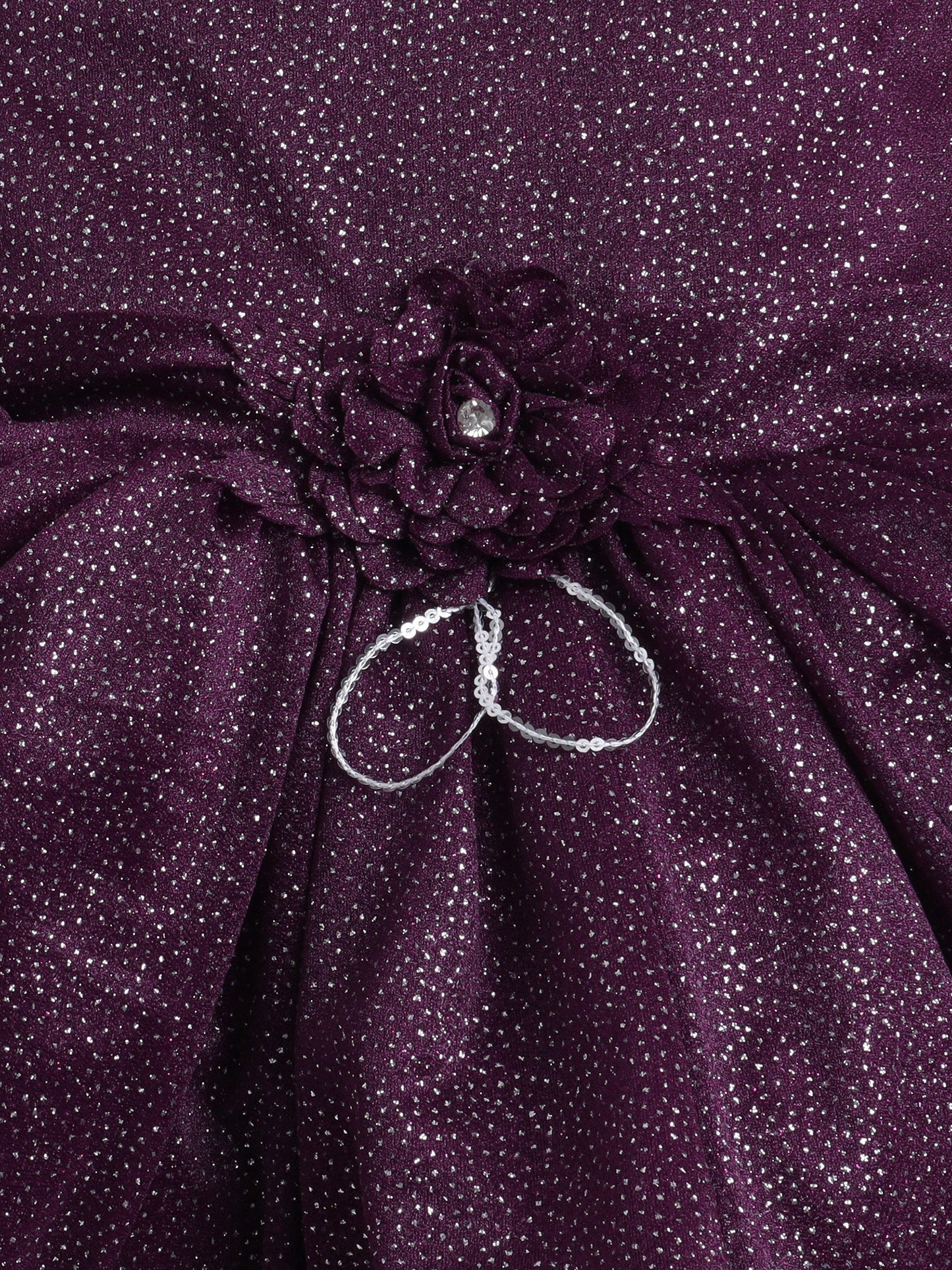 Sleeveless Shimmer Detailed Fit & Flare Party Dress With Corsage - Magenta