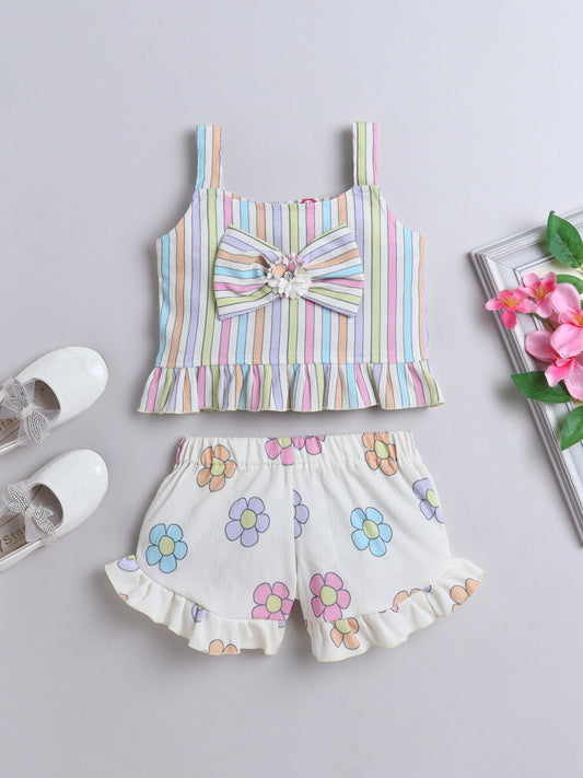 All Over Printed Sleeveless Top & Short Set - Yellow