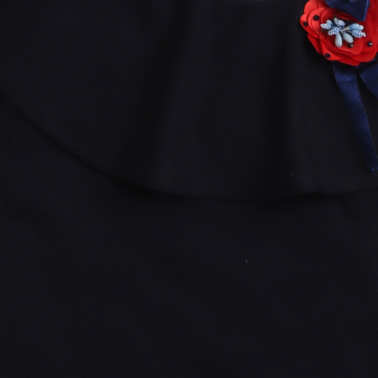 One Shoulder Tie up Asymmetrical Formal Dress with Flowers-Black