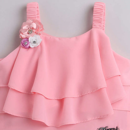 The Magic Wand Woven Sleevesless Solid Top And Printed Skirt Set - Pink