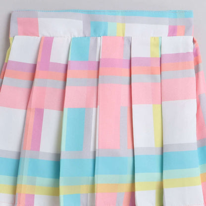 The Magic Wand Woven Sleevesless Solid Top And Printed Skirt Set - Pink