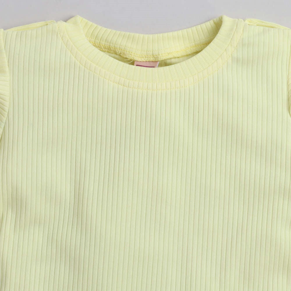 The Magic Wand Cotton Woven Top With Denim Pinafore Dress - Yellow