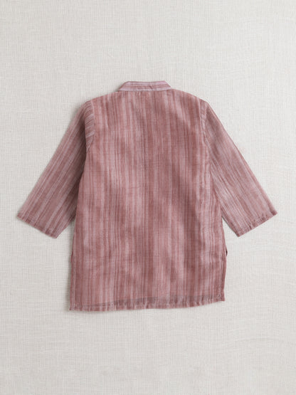 Full Sleeves Chanderi Kurta Set-Peach