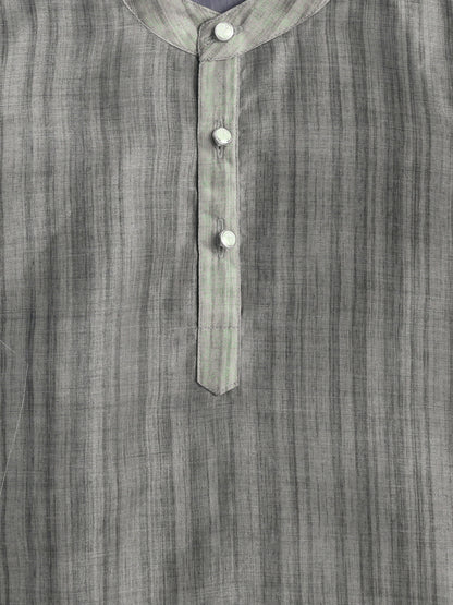Full Sleeves Chanderi Kurta Set-Gray