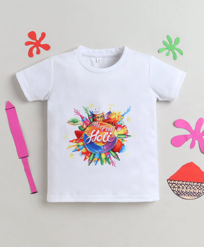 The Magic Wand My First Holi Printed T-Shirt - White