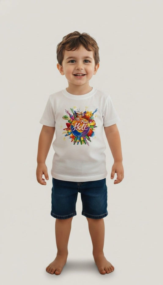 The Magic Wand My First Holi Printed T-Shirt - White