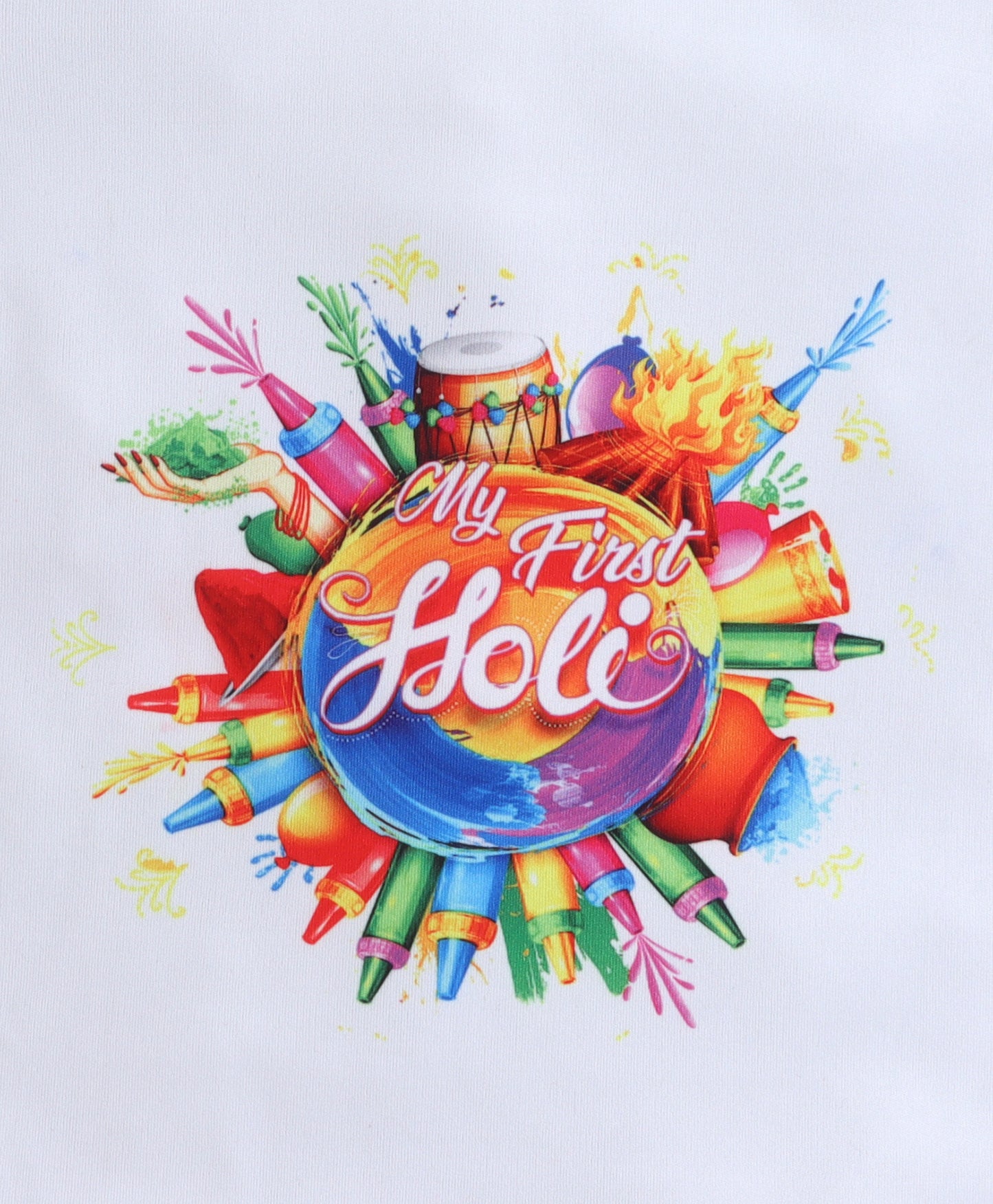 The Magic Wand My First Holi Printed T-Shirt - White