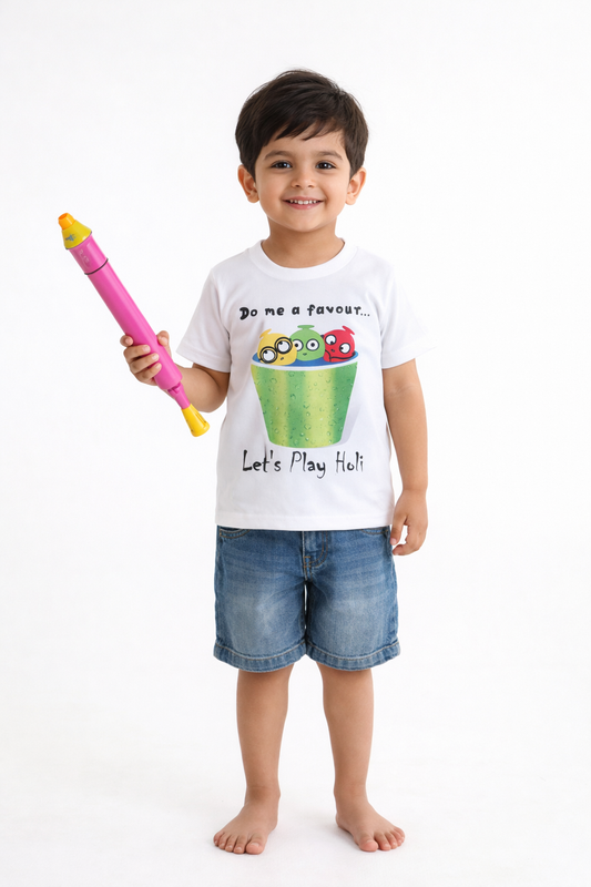 The Magic Wand Holi Special Water Balloon Printed T-Shirt - White