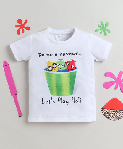 The Magic Wand Holi Special Water Balloon Printed T-Shirt - White