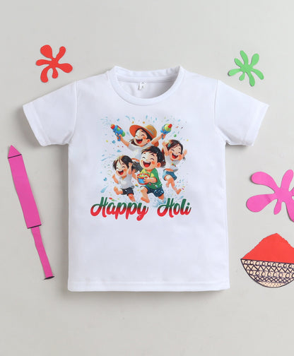 The Magic Wand Holi Special Vibrant Graphic T-Shirt – White