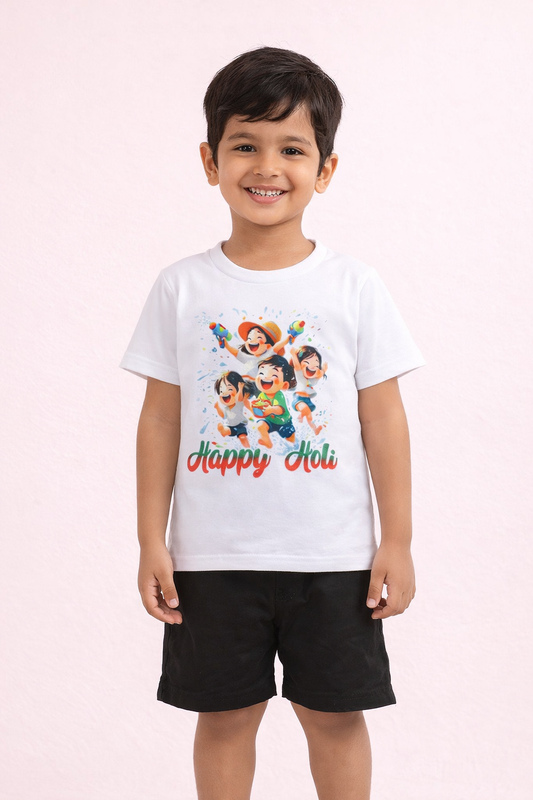 The Magic Wand Holi Special Vibrant Graphic T-Shirt – White