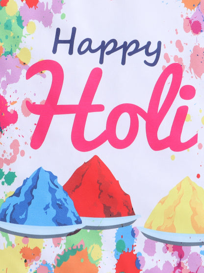 The Magic Wand Holi Festival Printed Colourful Holi Special T-shirts For Kids-Multi
