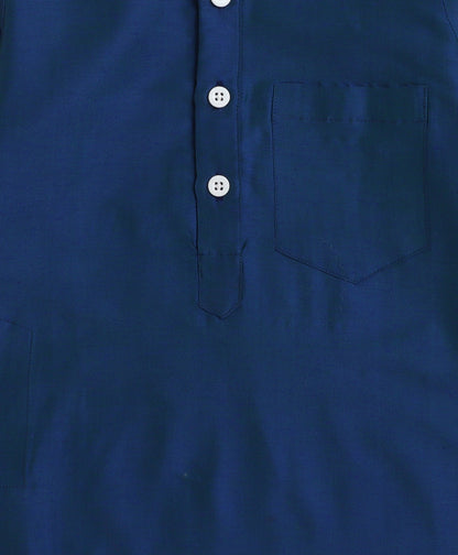The Magic Wand Cotton woven Blend Full Sleeves  Kurta Pyjama With Modi Jacket -Navy Blue