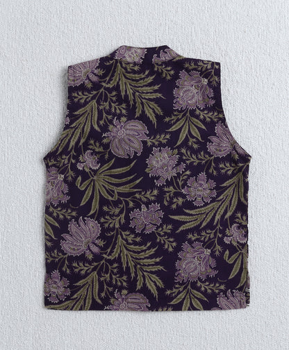 The Magic Wand Cambric Cotton Full Sleeves Bandhani Printed Kurta Pyjama With Lace Modi Jacket- Purple