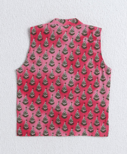 The-Magic-Wand-Cotton-Woven-Full-Sleeves-Floral-Printed-Kurta-&-Pyjama-with-Jacket-Set--Pink
