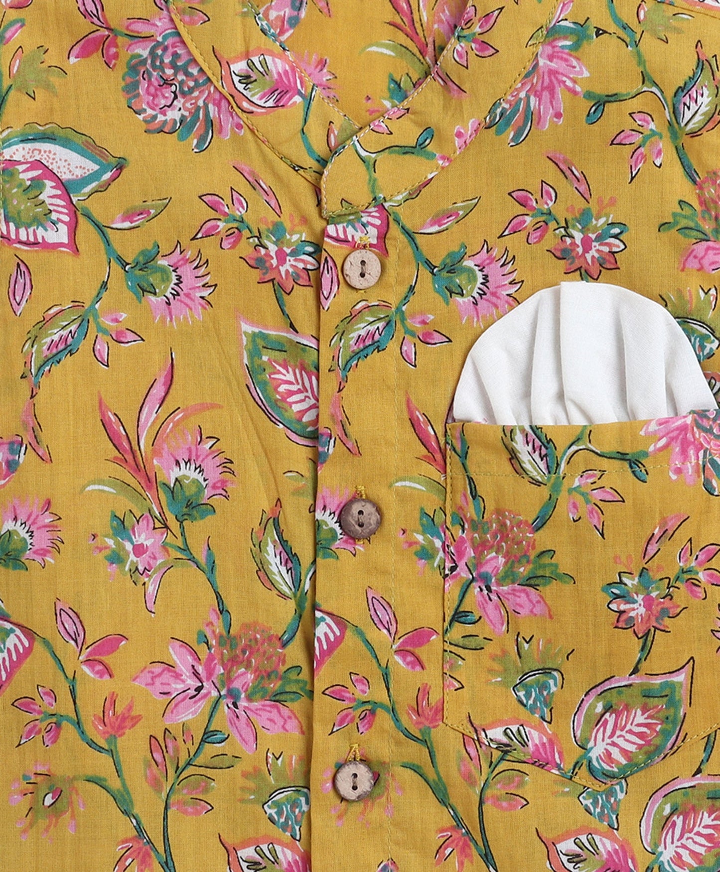 The-Magic-Wand-Cotton-Woven-Full-Sleeves-Floral-Printed-Kurta-&-Pyjama-with-Jacket-Set--Mustard
