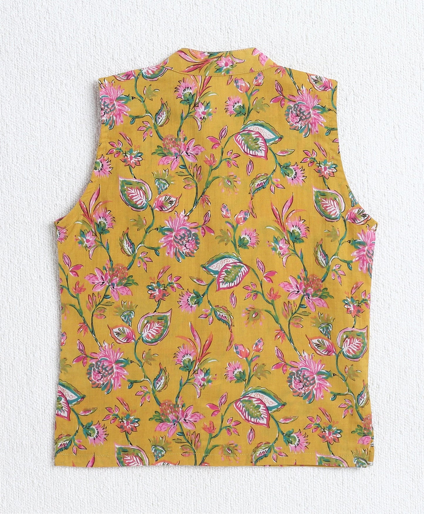 The-Magic-Wand-Cotton-Woven-Full-Sleeves-Floral-Printed-Kurta-&-Pyjama-with-Jacket-Set--Mustard