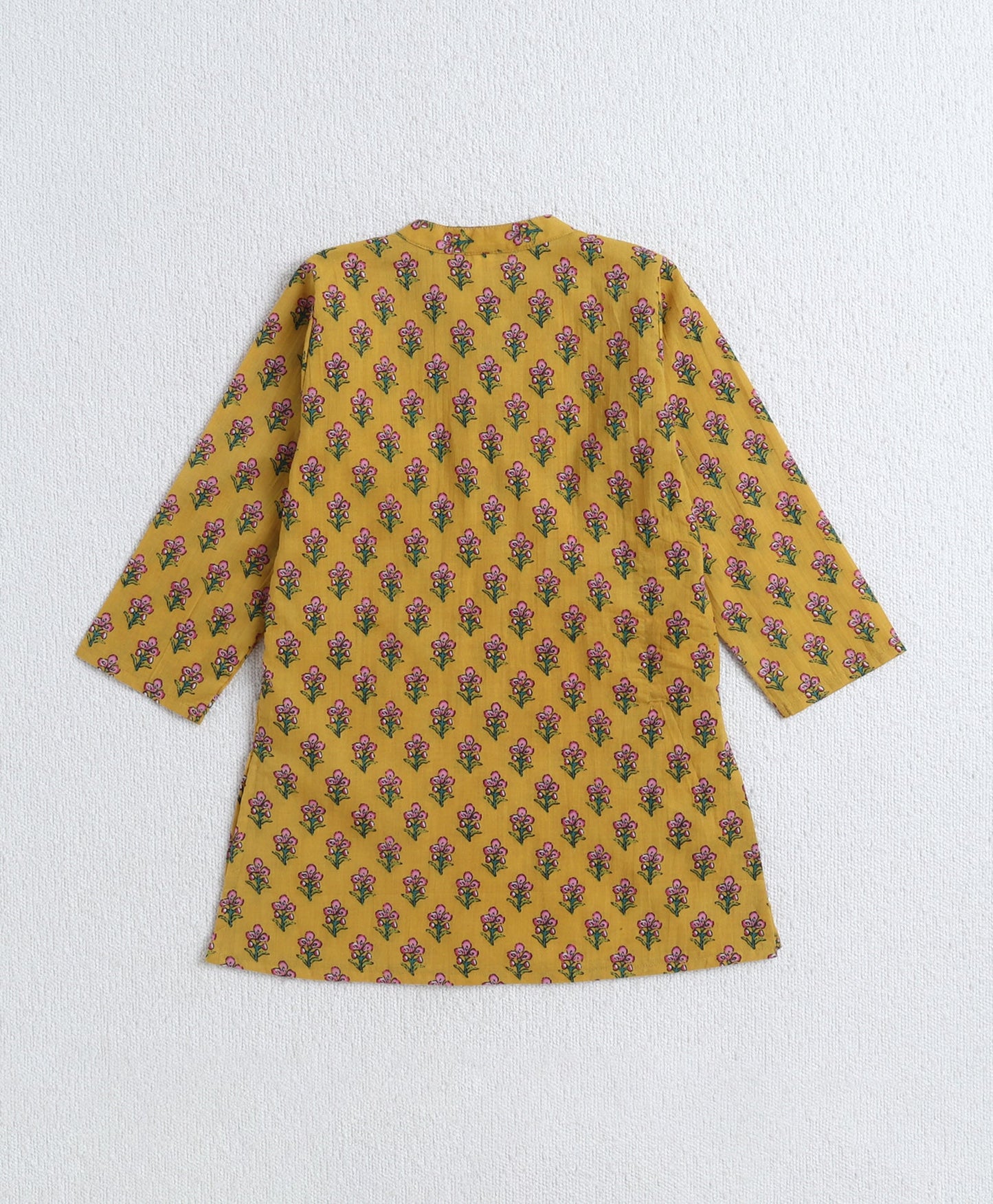 The-Magic-Wand-Cotton-Woven-Full-Sleeves-Floral-Printed-Kurta-&-Pyjama-with-Jacket-Set--Mustard