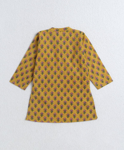 The-Magic-Wand-Cotton-Woven-Full-Sleeves-Floral-Printed-Kurta-&-Pyjama-with-Jacket-Set--Mustard