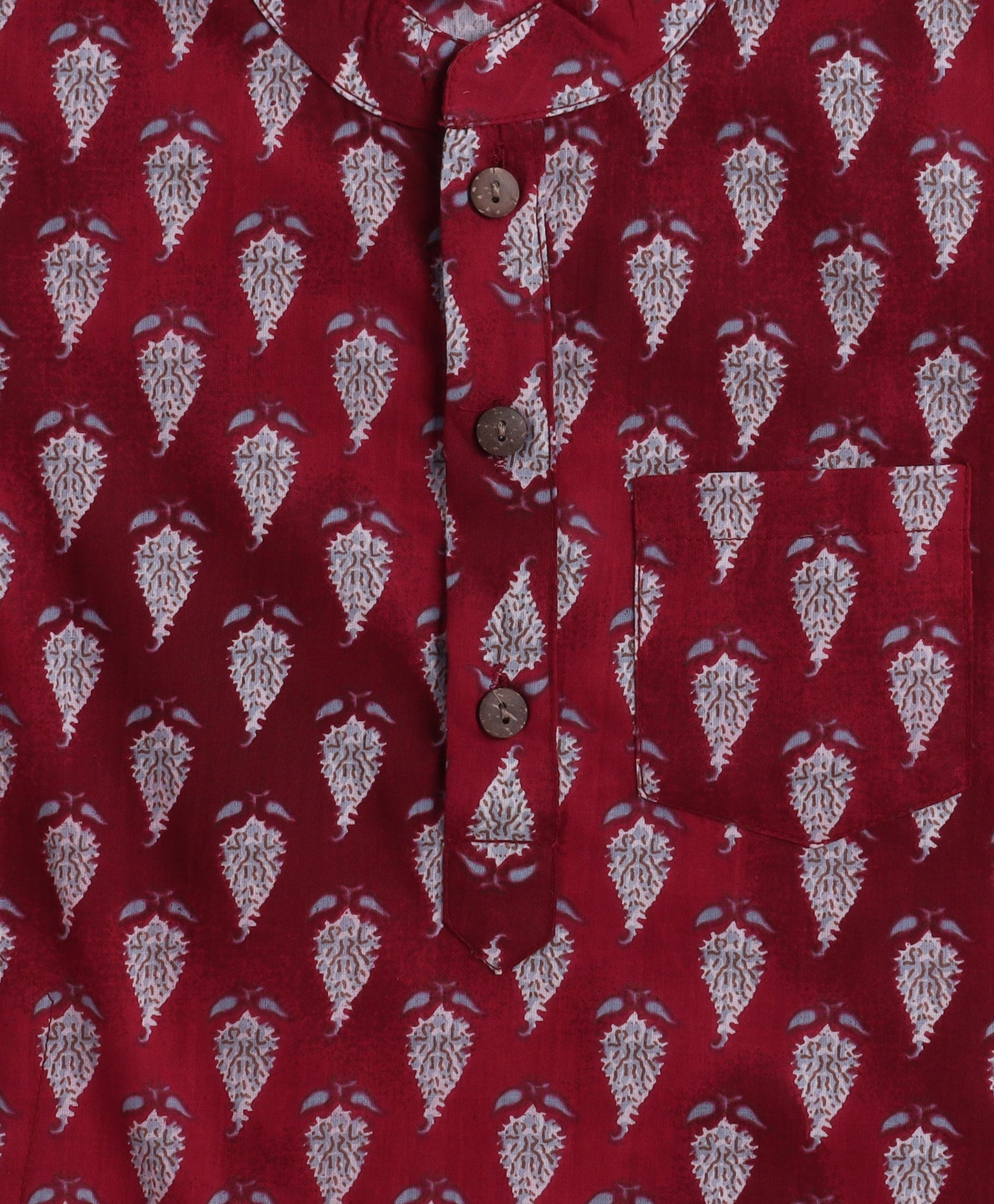 The-Magic-Wand-Cotton-Woven-Full-Sleeves-Floral-Printed-Kurta-&-Pyjama-with-Jacket-Set--Maroon