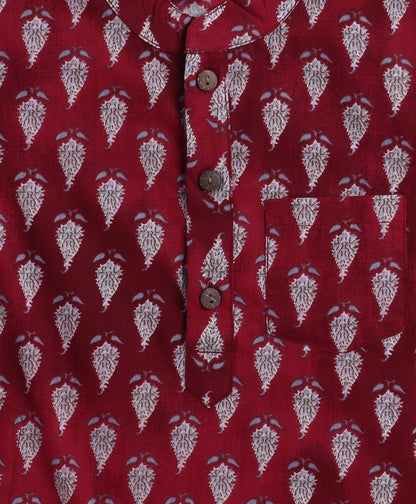 The-Magic-Wand-Cotton-Woven-Full-Sleeves-Floral-Printed-Kurta-&-Pyjama-with-Jacket-Set--Maroon
