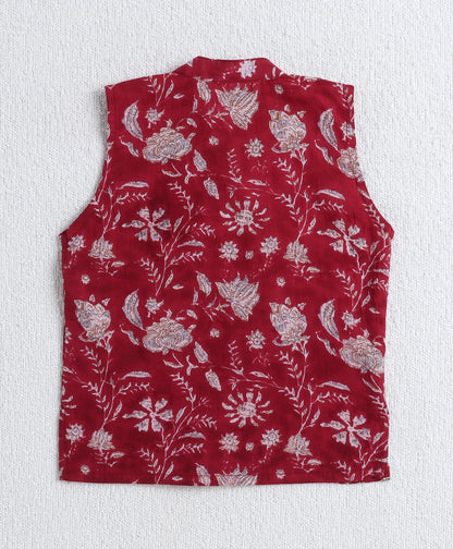 The-Magic-Wand-Cotton-Woven-Full-Sleeves-Floral-Printed-Kurta-&-Pyjama-with-Jacket-Set--Maroon