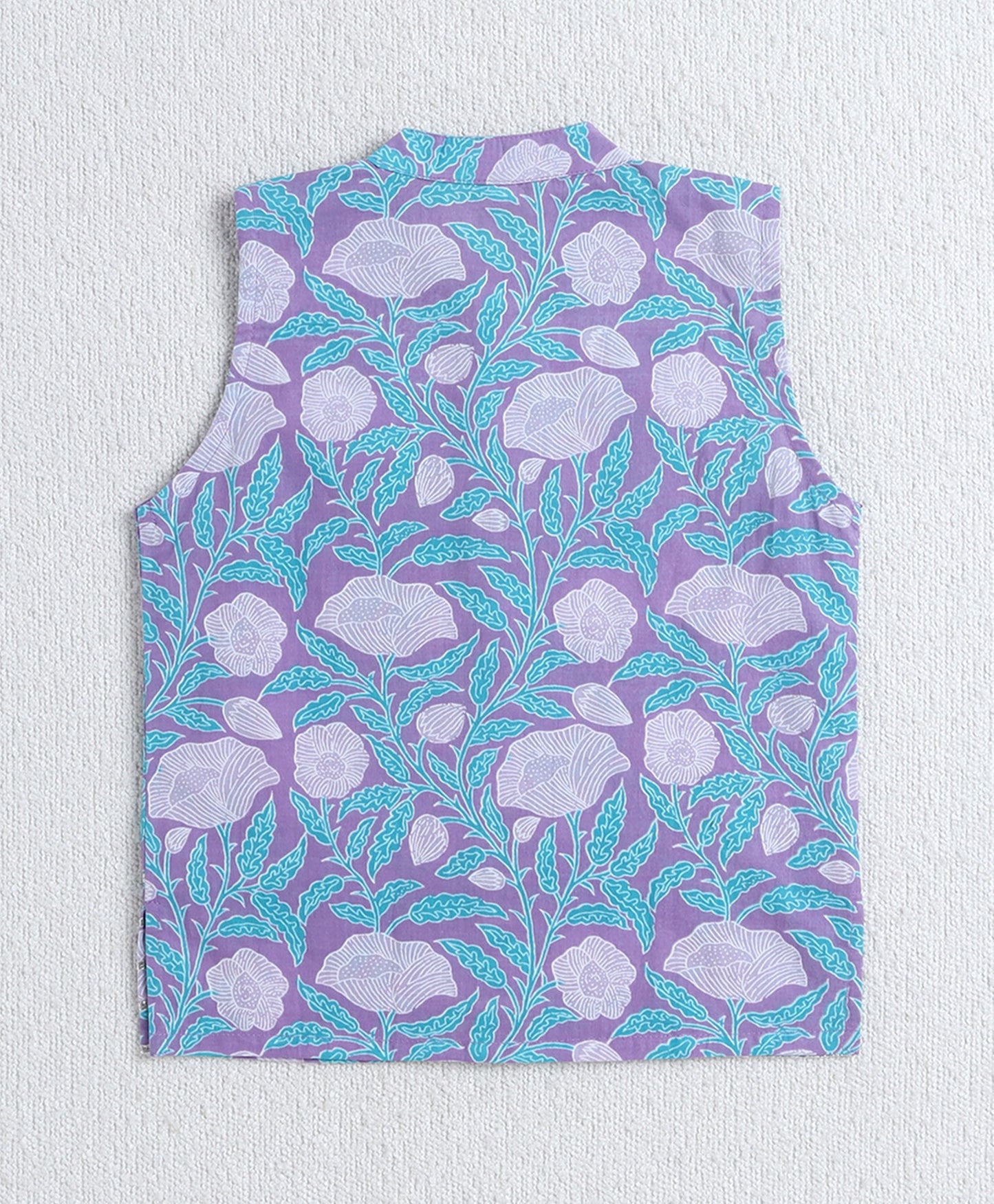 The-Magic-Wand-Cotton-Woven-Full-Sleeves-Floral-Printed-Kurta-&-Pyjama-with-Jacket-Set--Purple